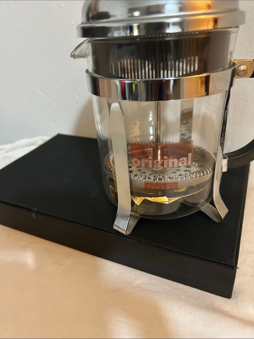 Like - New Stainless Steel and Glass French Press Coffee Maker - Black Handle
